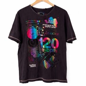 IWTV Screen Worn Graphic T-Shirt XL | Rainbow Techno Art Tee | Production Worn